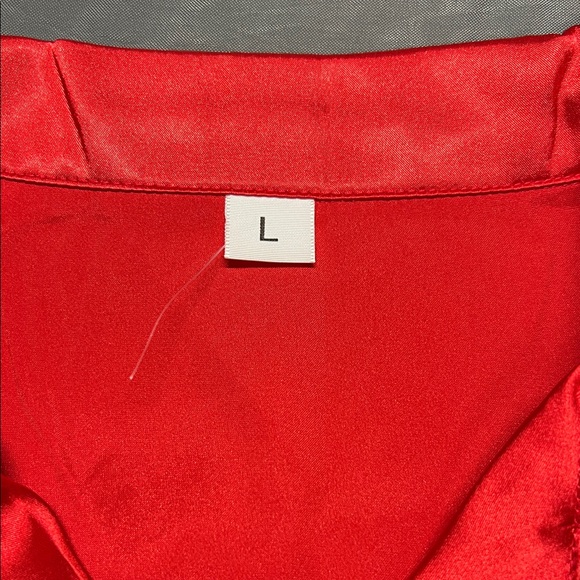 Red Satin Women's Pajama Set - Picture 2 of 2